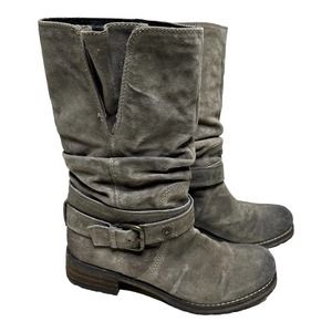 Clark’s Gray Leather Calf Length Boots 8.5